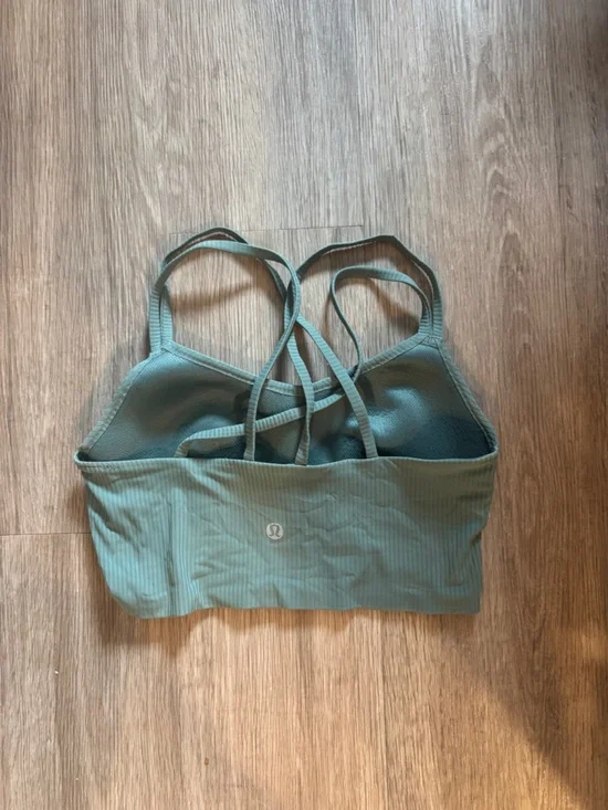lululemon athletica Ribbed Longline Sports Bra in Sage Green - Picture 2 of 2
